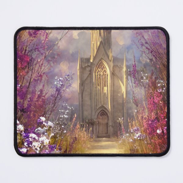 Item preview, Lavender Cathedral Path – Romantic Floral Church Scene designed and sold by fairmaiden7.