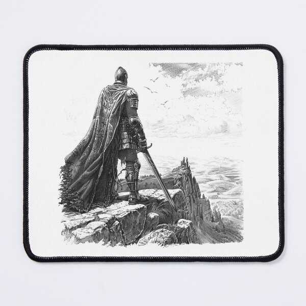 Item preview, Epic Knight Overlook – Medieval Fantasy Black and White Art designed and sold by inkoutninja.