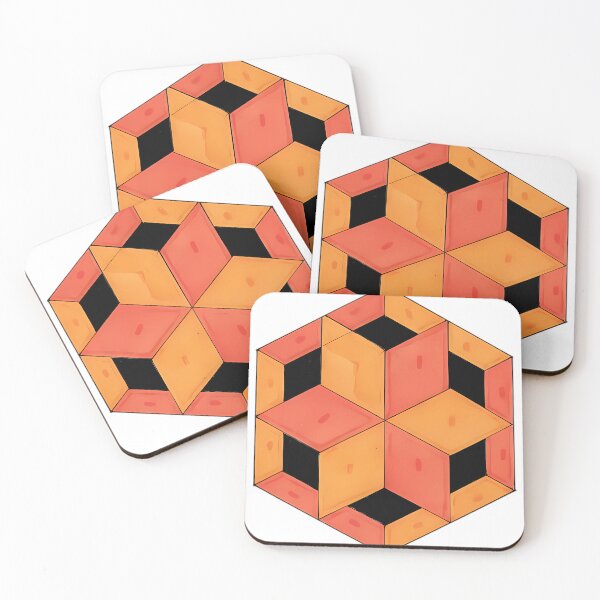 Item preview, Orange Cubes Hexagon Pattern designed and sold by Achkalona.