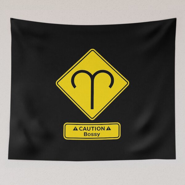 Item preview, Aries Warning Sign – Bossy Personality Astrology Humor designed and sold by PowerSSales.