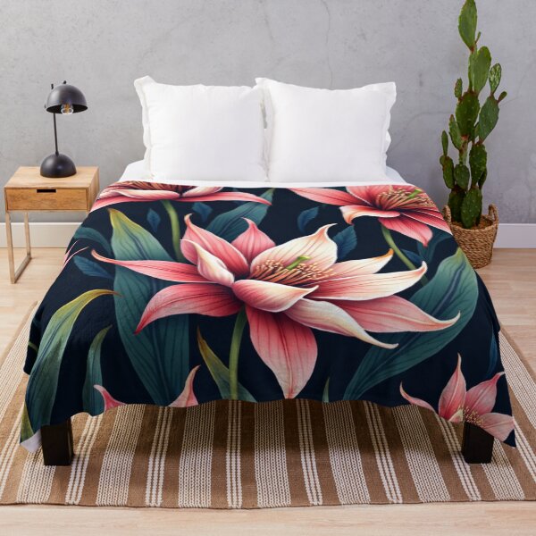 Item preview, Velvet Coral Lilies – Midnight Floral Elegance designed and sold by Dream Bloom Gallery.