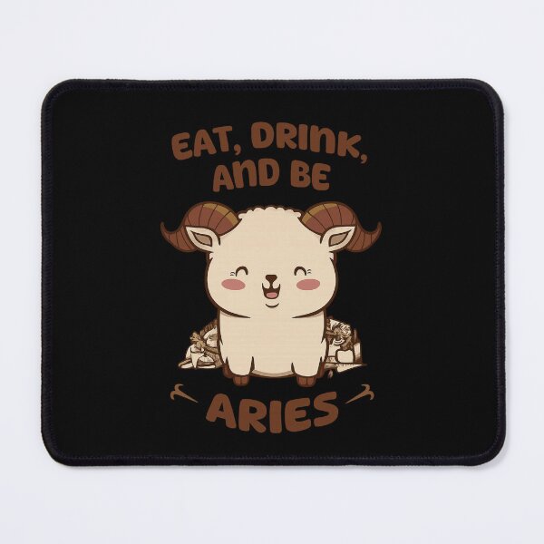 Item preview, Eat, Drink, and Be Aries – Cute Zodiac Ram Illustration designed and sold by PowerSSales.