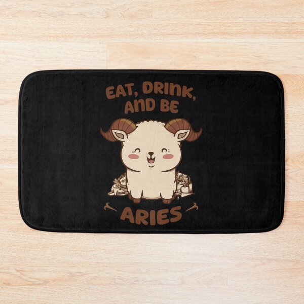 Item preview, Eat, Drink, and Be Aries – Cute Zodiac Ram Illustration designed and sold by PowerSSales.