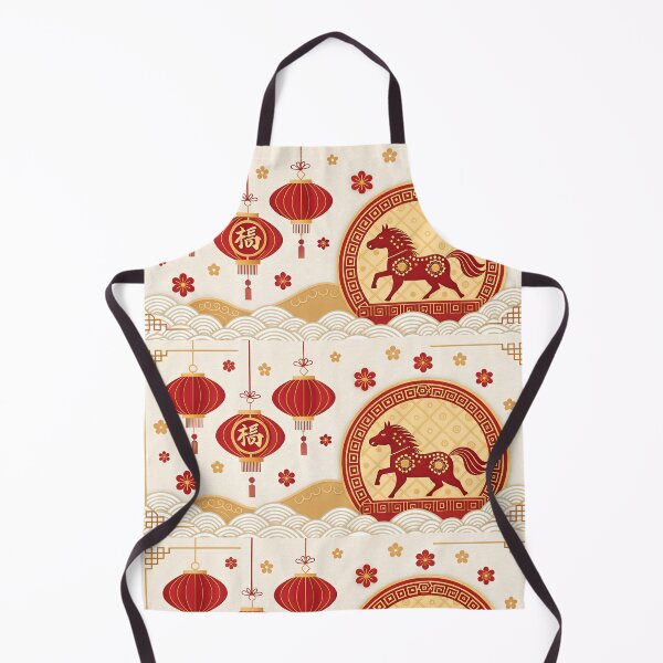Item preview, Lunar New Year Horse Elegant Red Lanterns & Golden Waves designed and sold by Jirada.