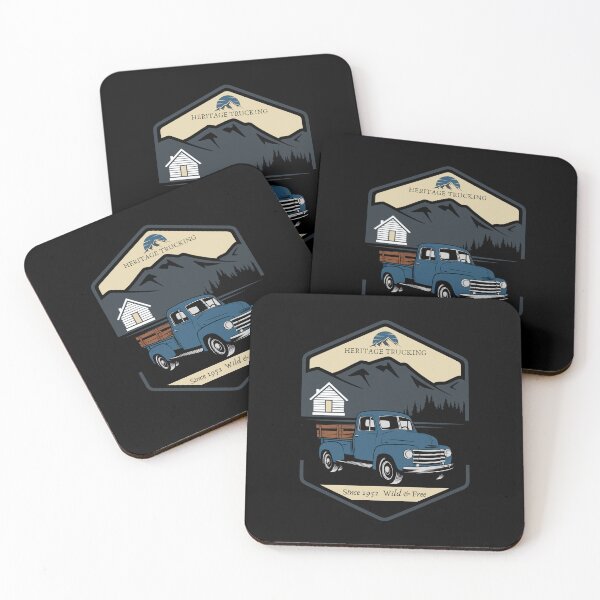 Item preview, Heritage Trucking vintage blue pickup truck in Rustic Mountains designed and sold by CHANCHANAI.