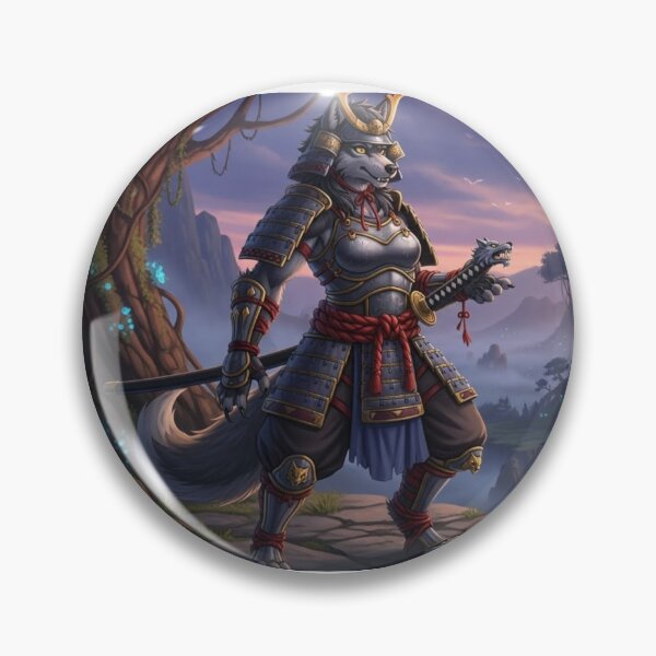 Item preview, Female Furry Wolf Samurai on Cliff designed and sold by Prestons Corner.