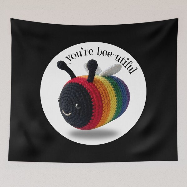 Item preview, Happy Philadelphia Rainbow Gay Pride Crochet Bee  designed and sold by TackyTime.
