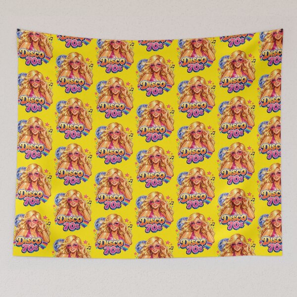Item preview, Blonde Disco 70s Pinup Illustration designed and sold by Arte Cartoon From TagTeam Group.