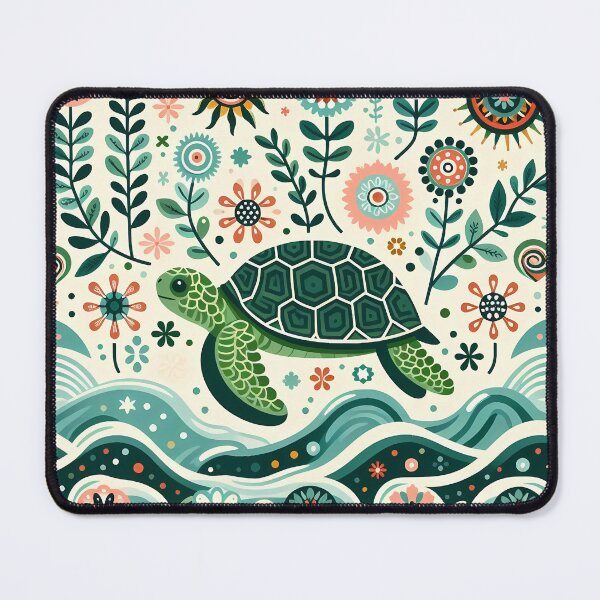 Item preview, Sea Turtle with Ocean Flora – Hope for Wildlife Scandinavian Folk Art by heidiannemorris © designed and sold by FOLK ART FUSION by heidiannemorris.
