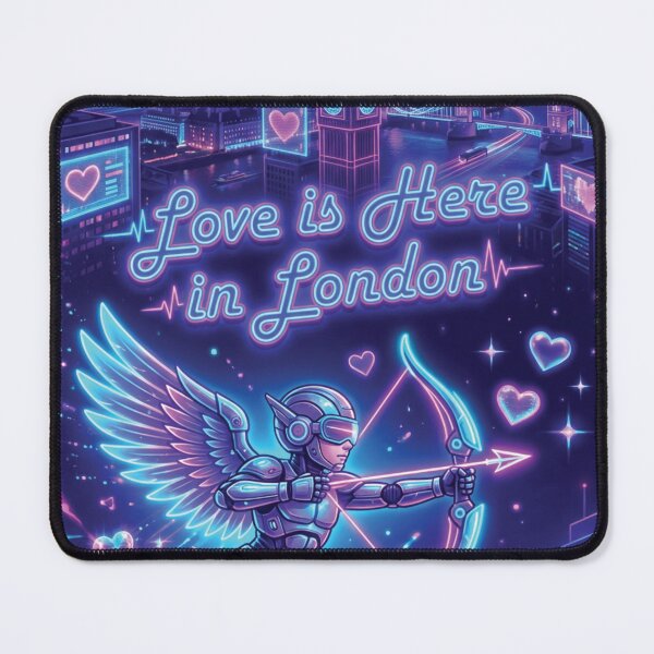 Item preview, Cyberpunk Cupid Neon Love in London Skyline designed and sold by DGtaLrtcom.