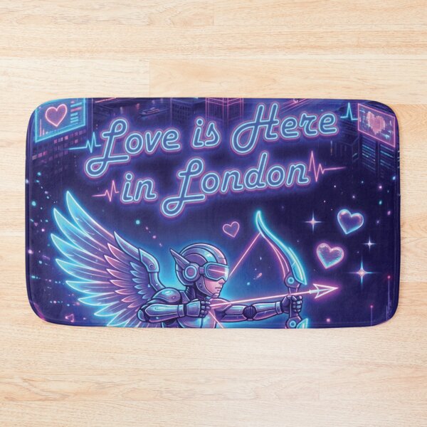 Item preview, Cyberpunk Cupid Neon Love in London Skyline designed and sold by DGtaLrtcom.