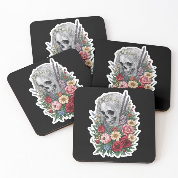 Item preview, Slavic Lady Midday Skull Floral Folklore Art designed and sold by Bone & Blade.