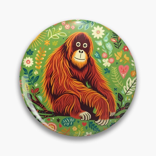 Item preview, Orangutan with Floral Motifs – Hope for Wildlife Scandinavian Folk Art by heidiannemorris © designed and sold by FOLK ART FUSION by heidiannemorris.