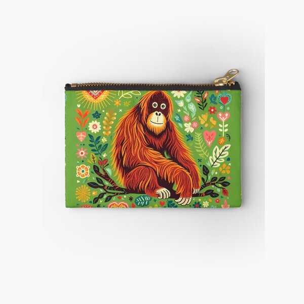 Item preview, Orangutan with Floral Motifs – Hope for Wildlife Scandinavian Folk Art by heidiannemorris © designed and sold by FOLK ART FUSION by heidiannemorris.