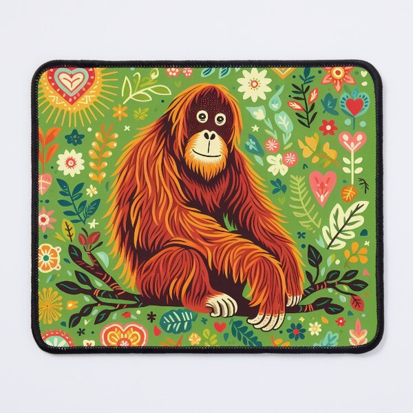 Item preview, Orangutan with Floral Motifs – Hope for Wildlife Scandinavian Folk Art by heidiannemorris © designed and sold by FOLK ART FUSION by heidiannemorris.