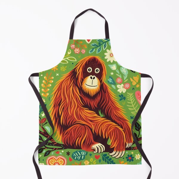 Item preview, Orangutan with Floral Motifs – Hope for Wildlife Scandinavian Folk Art by heidiannemorris © designed and sold by FOLK ART FUSION by heidiannemorris.
