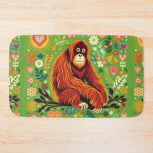 Item preview, Orangutan with Floral Motifs – Hope for Wildlife Scandinavian Folk Art by heidiannemorris © designed and sold by FOLK ART FUSION by heidiannemorris.