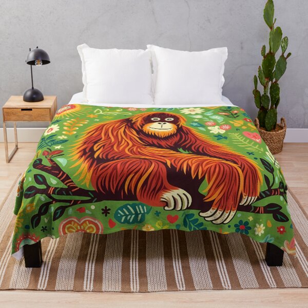 Item preview, Orangutan with Floral Motifs – Hope for Wildlife Scandinavian Folk Art by heidiannemorris © designed and sold by FOLK ART FUSION by heidiannemorris.