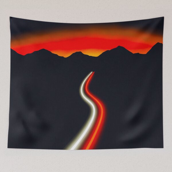 Item preview, Don’t Look Back, Just Run: Mountain Highway Light Trails at Sunset designed and sold by Cosmic Cats Studio.