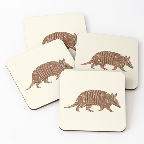 Item preview, Armadillo with Floral Motifs – Hope for Wildlife Scandinavian Folk Art by heidiannemorris © designed and sold by FOLK ART FUSION by heidiannemorris.