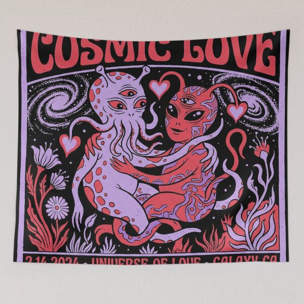 Item preview, Cosmic Love Psychedelic Alien Valentine Concert Poster designed and sold by zzz888.
