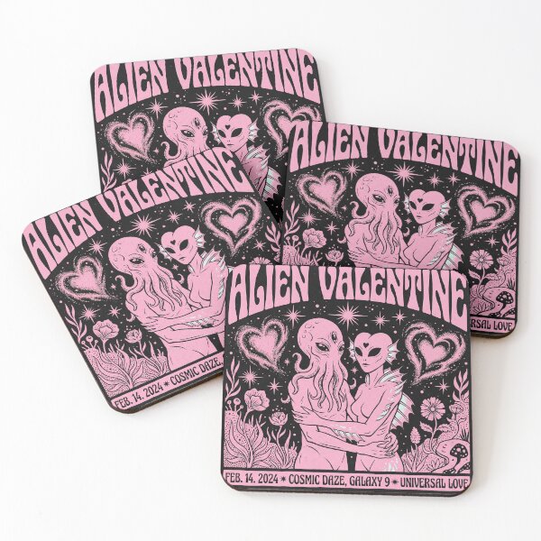 Item preview, Alien Valentine Cosmic Daze Retro Pink Sci-Fi Art designed and sold by zzz888.