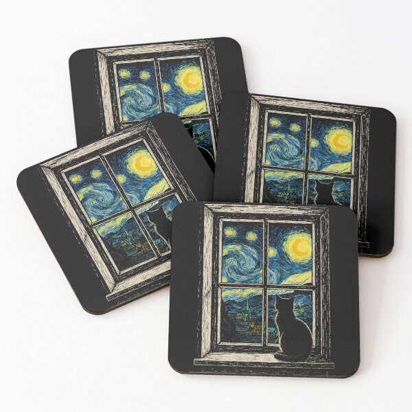 Item preview, Cat at Starry Night designed and sold by Nacho Average Designs.