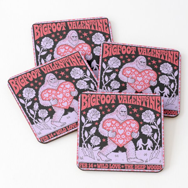 Item preview, Bigfoot Valentine Wild Love Retro Folk Art designed and sold by zzz888.