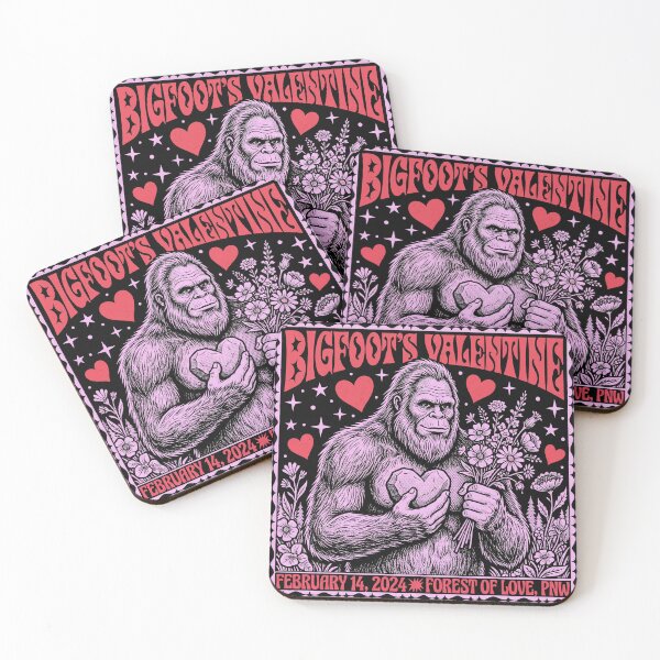Item preview, Bigfoot's Valentine Retro PNW Forest Love Poster designed and sold by zzz888.