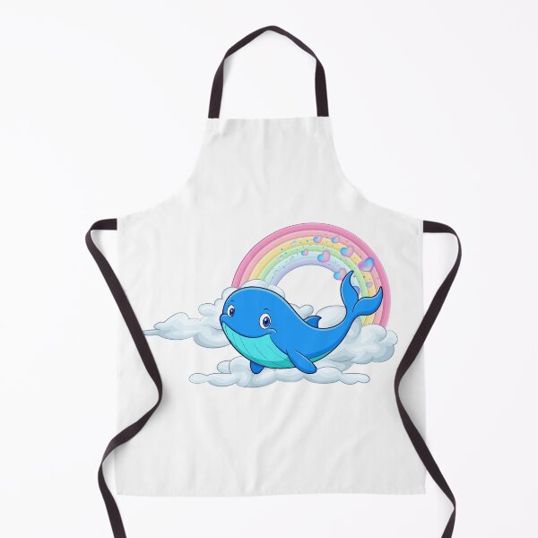 Item preview, Happy Blue Whale - Cute Whale Floating on Clouds with Rainbow designed and sold by Love3Happy.