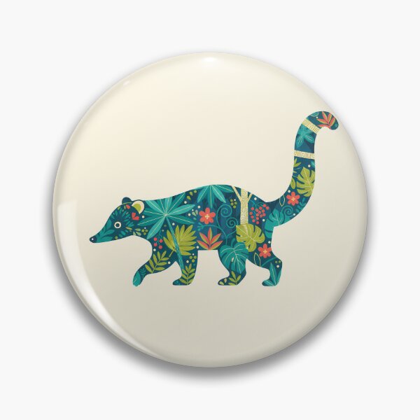Item preview, Coati with Tropical Floral Motifs – Hope for Wildlife Scandinavian Folk Art by heidiannemorris © designed and sold by FOLK ART FUSION.