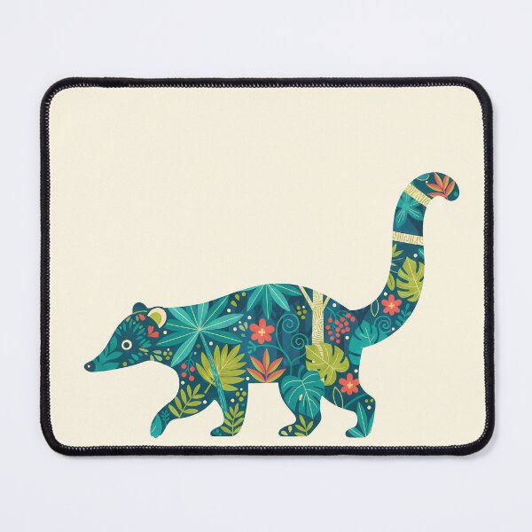 Item preview, Coati with Tropical Floral Motifs – Hope for Wildlife Scandinavian Folk Art by heidiannemorris © designed and sold by FOLK ART FUSION by heidiannemorris.