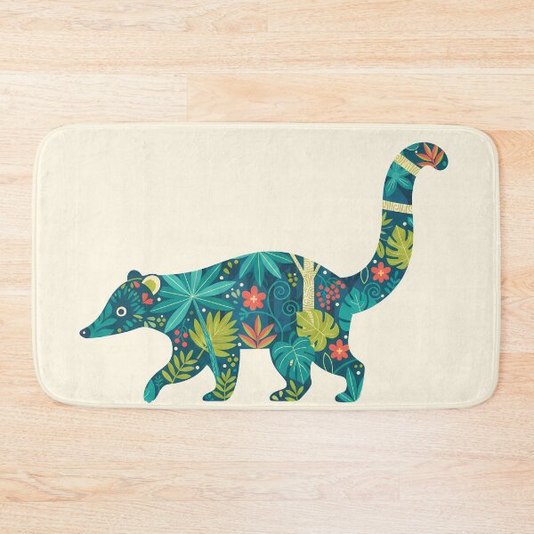 Item preview, Coati with Tropical Floral Motifs – Hope for Wildlife Scandinavian Folk Art by heidiannemorris © designed and sold by FOLK ART FUSION by heidiannemorris.