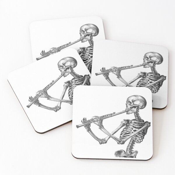 Item preview, Skeleton Flute Player – Black and White Musical Skull Art designed and sold by inkoutninja.