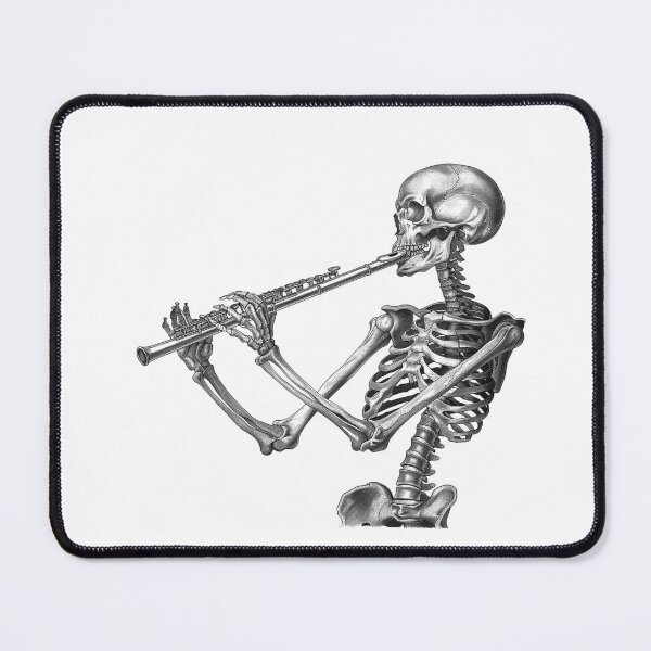 Item preview, Skeleton Flute Player – Black and White Musical Skull Art designed and sold by inkoutninja.