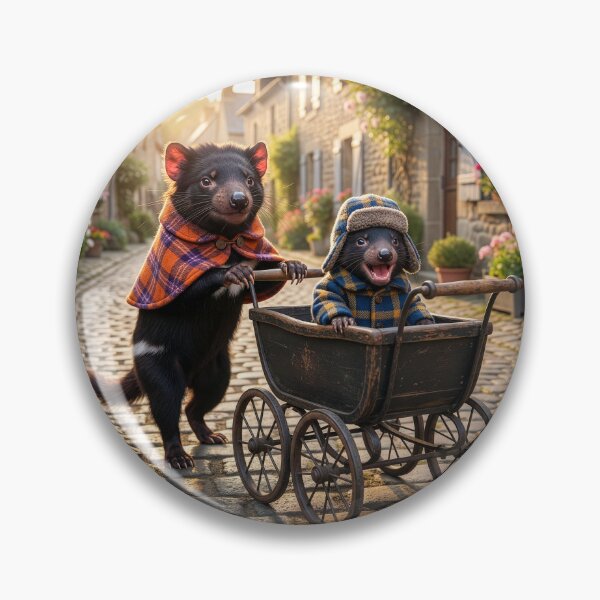 Item preview, Tasmanian Devil Mom and Junior in French Village  designed and sold by Tridentulus.