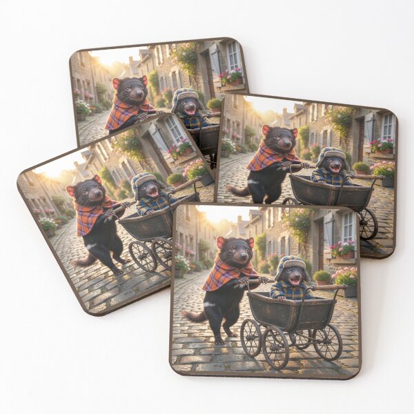 Item preview, Tasmanian Devil Mom and Junior in French Village  designed and sold by Tridentulus.
