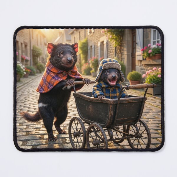Item preview, Tasmanian Devil Mom and Junior in French Village designed and sold by Tridentulus.