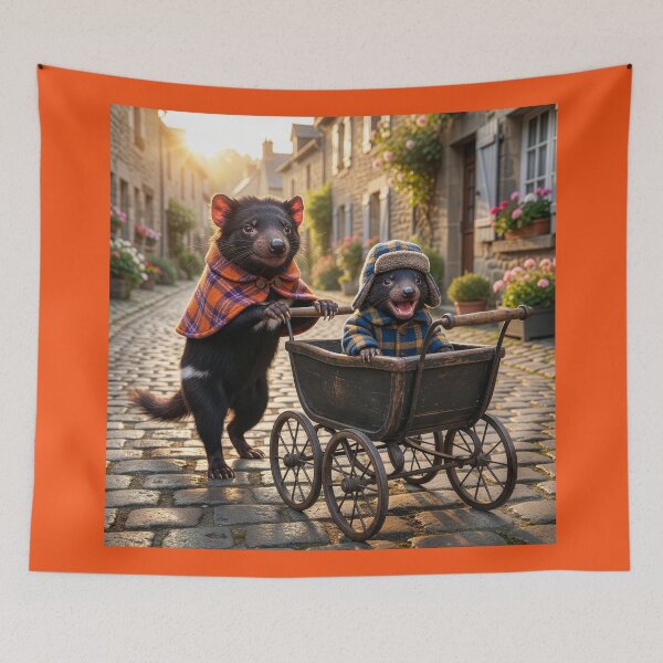 Item preview, Tasmanian Devil Mom and Junior in French Village  designed and sold by Tridentulus.