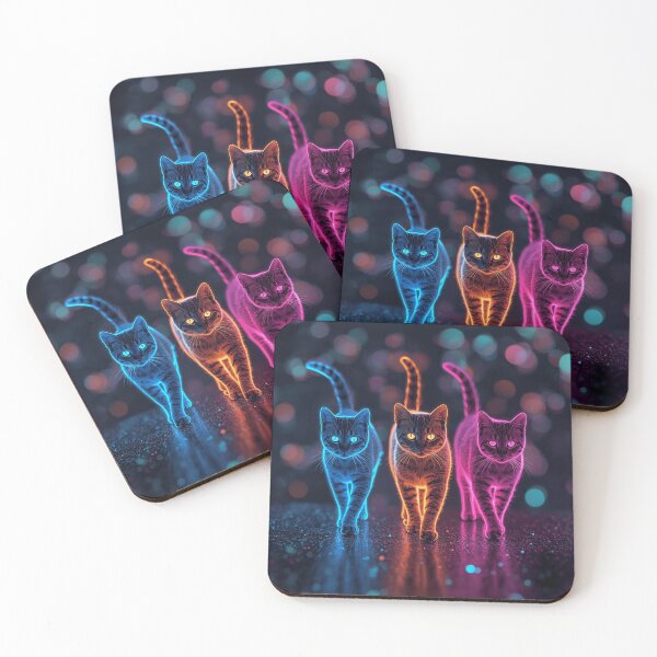 Item preview, Neon Cat Walk – Futuristic Felines in a Glowing World designed and sold by PixelVibe782.