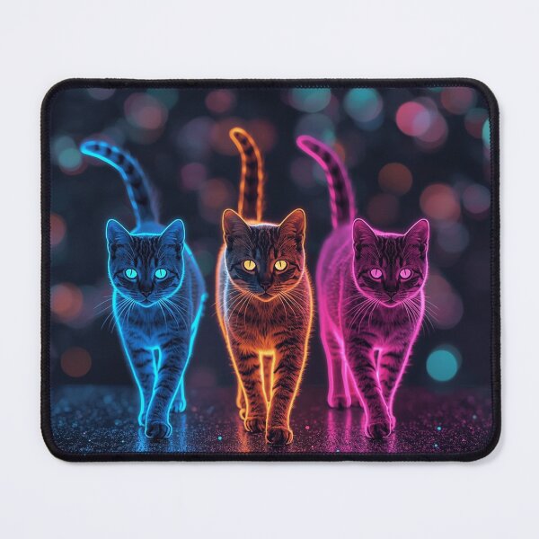 Item preview, Neon Cat Walk – Futuristic Felines in a Glowing World designed and sold by PixelVibe782.