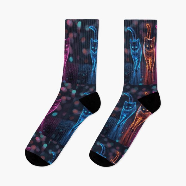 Item preview, Neon Cat Walk – Futuristic Felines in a Glowing World designed and sold by PixelVibe782.