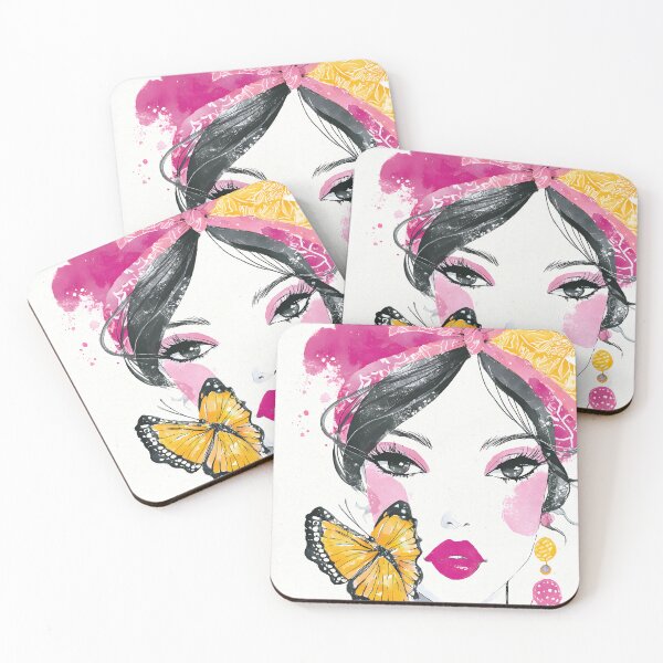 Item preview, Vibrant Boho Girl Portrait | Modern Fashion Illustration with Butterfly designed and sold by FlowNestStudio.