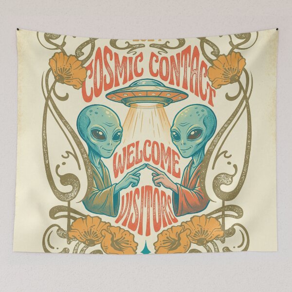 Item preview, Cosmic Contact Art Nouveau Alien Welcome designed and sold by zzz888.