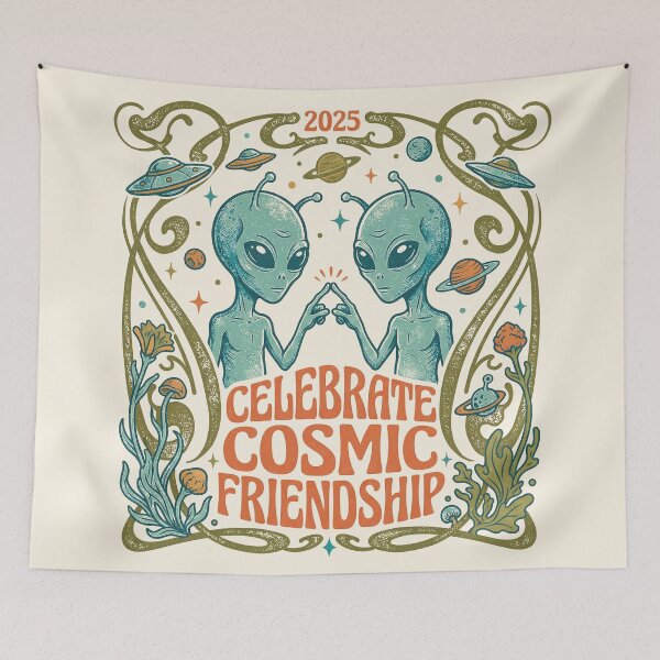 Item preview, Celebrate Cosmic Friendship Art Nouveau Alien 2025 designed and sold by zzz888.