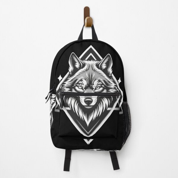 Item preview, Monochrome Wolf Geometry – Majestic Minimalist Digital Art designed and sold by PixelVibe782.