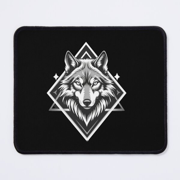 Item preview, Monochrome Wolf Geometry – Majestic Minimalist Digital Art designed and sold by PixelVibe782.
