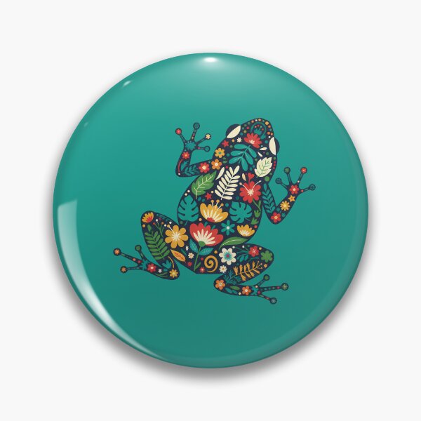 Item preview, Golden Poison Frog with Floral Motifs – Hope for Wildlife Scandinavian Folk Art by heidiannemorris © designed and sold by FOLK ART FUSION.