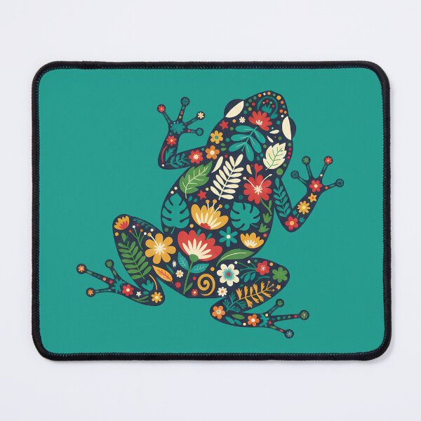 Item preview, Golden Poison Frog with Floral Motifs – Hope for Wildlife Scandinavian Folk Art by heidiannemorris © designed and sold by FOLK ART FUSION.