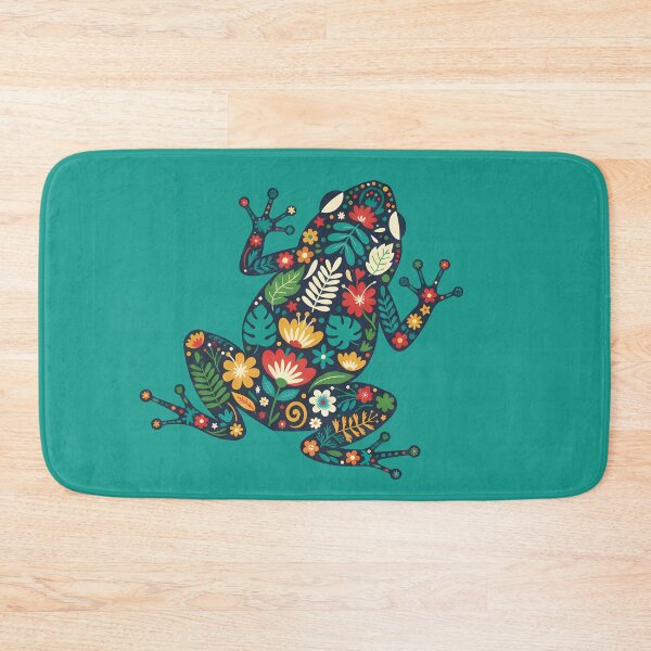 Item preview, Golden Poison Frog with Floral Motifs – Hope for Wildlife Scandinavian Folk Art by heidiannemorris © designed and sold by FOLK ART FUSION by heidiannemorris.